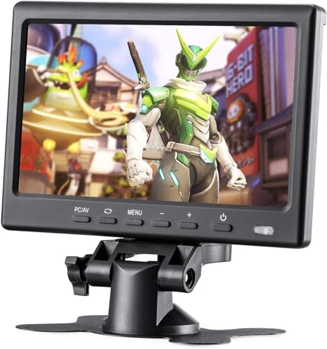 BOLEVIC 7inch HD LCD Monitor IPS 1024X600 Resolution Screen Car Rearview Cameras Monitor with HDMI VGA 2 Video Input for Backup Camera for Car DVD VCR PC Laptop Raspberry Pi