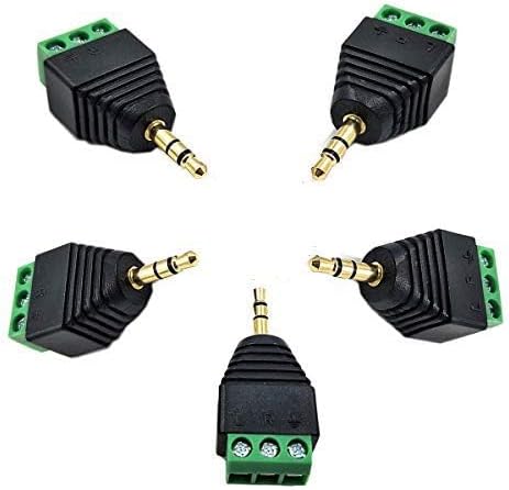 Miniatura 2 de Paquete de 5 conectores de bloque de terminales TRS macho de 18 de pulgada y 0.138 in, conector de audio estéreo de 0.138 in de 3 polos para