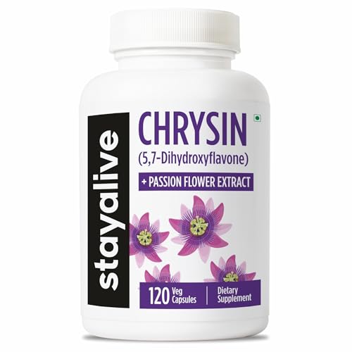 STAY ALIVE Chrysin Supplement 500mg & Passion Flower Extract Powder 5 7-Dihydroxyflavone Non-GMO and Gluten-Free Chrysin for Men and Women 120 Capsules