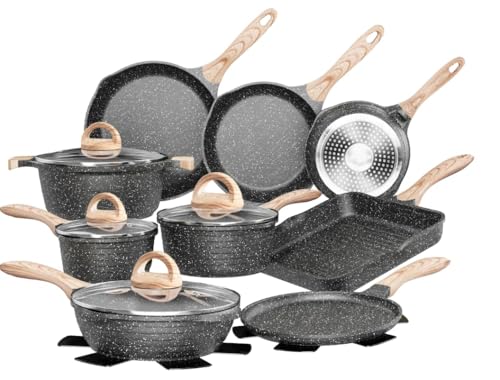 JEETEE Pots and Pans Set Non Stick 23pcs, Healthy Kitchen Cookware Sets, Induction Cooking Set...