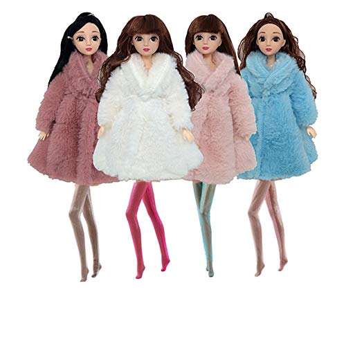  Lance Home 4 Set Abbigliamento Cappotto in Peluche + Scarpe Calze Autoreggenti per 29cm Accessori Elegante Abito da Festa Regalo di Natale per 29cm Bambino Casuale Stile
