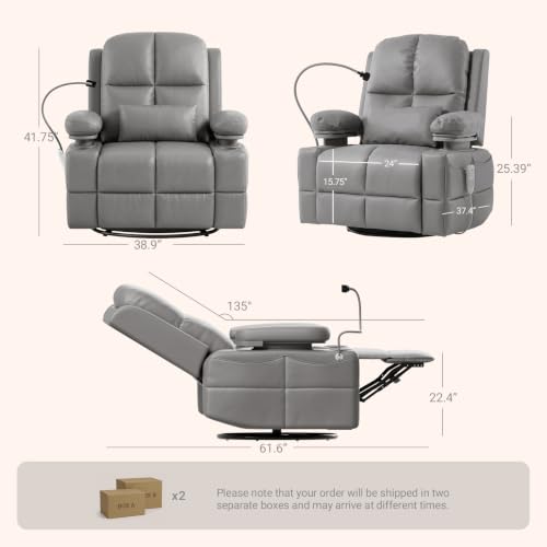 Image of MAMAZING Lullapod Power Nursery Rocking Chair with HugAssist Armrest | Triple Motor Power Nursing Recliner with 270 Swivel Glider & Quiet Rocking, Dual Charging Ports & Built-In Storage