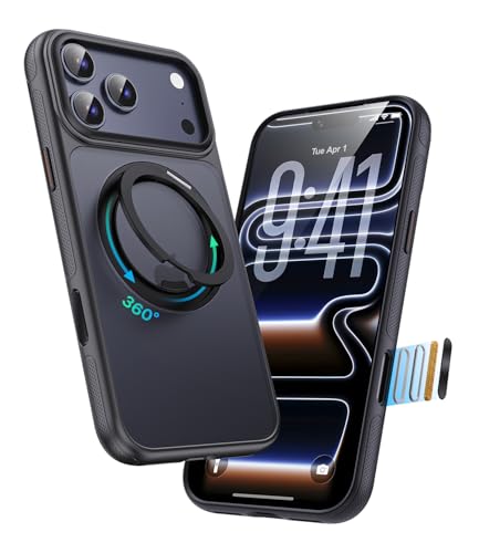 Image of for iPhone 17 Pro Case, Compatible with MagSafe, Slim Shockproof Military-Grade Rugged Protective Case with Stand, Camera Control, Comfort Grip (A-Black, iPhone 17 Pro)