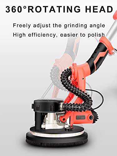 1250W Drywall Sander, Lange Handgreep Wandschuurmachine Met Automatisch Vacuümsysteem, 6 Variabele Snelheid 800-1900 Tpm… - Afbeelding 7