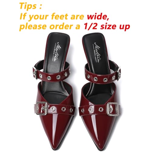 Image of Mostrin Kitten Heels for Women Pointed Closed Toe Heels Vintage Stiletto Dressy Pumps Shoes for Office Work Party