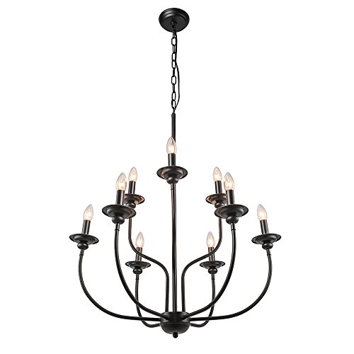 Laluz RUSTIC LIGHTING FIXTURE Black Chandelier, Farmhouse Light Fixture thumb #8
