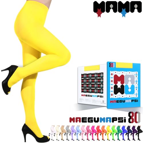 Image of Women's Opaque Tights - 80D Soft Control Top Elastic Colors Fashion High Waist Footed Pantyhose.