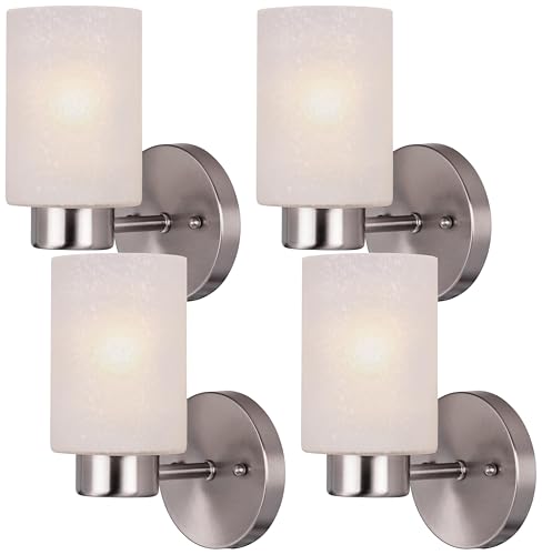 Image of Westinghouse 6227800 Sylvestre One-Light Indoor Wall Fixture, Brushed Nickel Finish with Frosted Seeded Glass (Pack of 4)