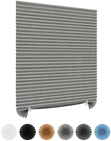 Window Blinds Cordless Blackout No Drill Cut to Size Clip On Stick On Self Adhesive Temporary Blinds Pleated Paper Blinds for Windows Doors Shades for Home Nursery Bedroom Kitchen Bathroom