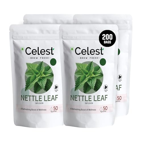 Image of Celest Nettle Leaf Herbal Tea - 200 Teabags (50 Bags x 4) | Pure Herbal Tea for Joint & Skin Health | Nettle Leaf