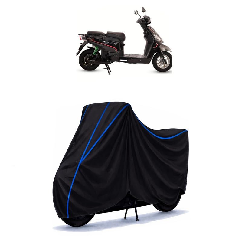 Image of Scooty Cover Water Resistant for Electric NYX E5 | Universal Scooter & Bike Cover | Heavy Duty UV Dust, Rain & Scratch Protection | Elastic Fit All Weather Indoor Outdoor | Black with Blue Piping