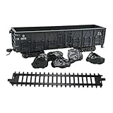 Zxpjkyu 列車模型 DIY玩具 鉄道模型セット 高密度PP素材 落下耐性 創造的遊び 室内装飾 子供・幼児に適用, ブラックオープンワゴン