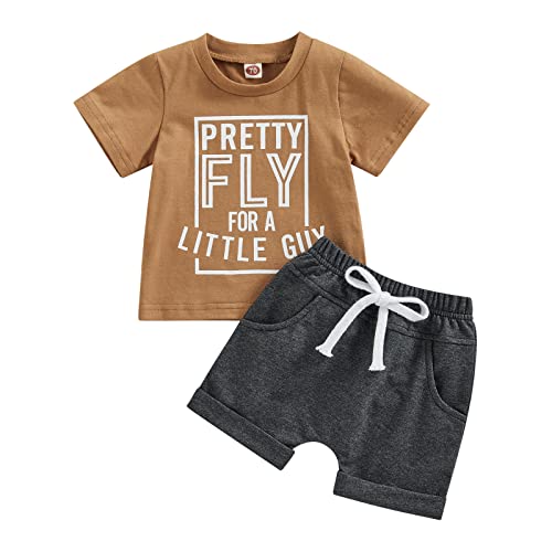 Image of Sejardin Toddler Baby Boy Clothes Mamas Little Boy Summer Outfit Short Sleeve Letter T Shirt Tops Newborn Rolled Shorts Set