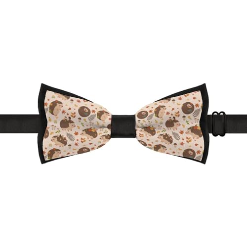 GoasNei Cute Hedgehog And Mushroom Pattern Bow Tie for Men Adjustable Necktie Funny Tie Neck Ties for Weddings Party