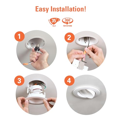 HALO RA 4 Inch Recessed Lighting Adjustable Gimbal LED Light - 1 Pack - Very Wide Flood - 615 Lumens - 3000K Bright White - image 4