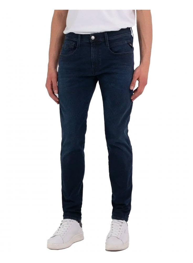Replay men's Anbass slim-fit Hyperflex jeans made of recycled material with stretch, blue (Dark Blue 007), 34W / 34L