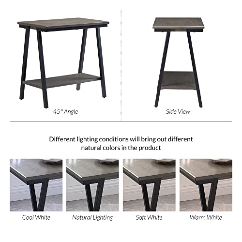Image of Leick Home Empiria End Table, 15 inch, Smoke Gray, Matte Black