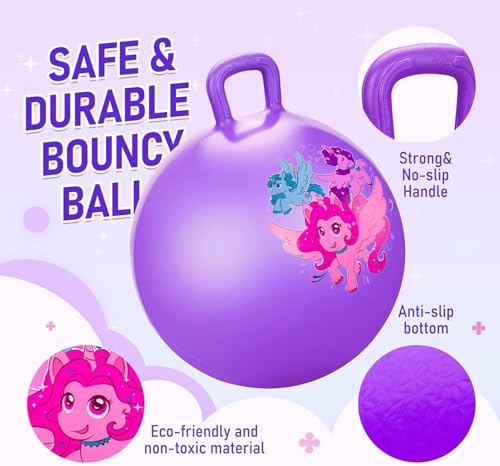 Image of Sit & Bounce Rubber Hop Ball for Kids | Inflatable Hopper Ball with Handle | Indoor & Outdoor Activity Toy | Best Gift for Boys & Girls | Multicolour | 45cm | Multicolor
