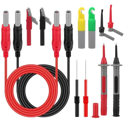 Image of 12PCS Multimeter Leads, Back Probe Kit, Multimeter Test Leads Kit with Alligator Clips, Replaceable Wire Piercing Probes, Test Hooks, Back Probe Pins