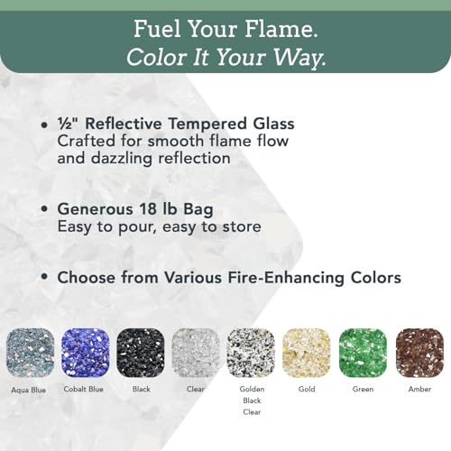 Fire Glass for Fire Pit - Cobalt Blue - 0.5 Inch 18 lbs - High Luster Reflective Tempered Glass Rocks for Natural or Propane Gas Fireplace or Fire Pit (0.5 Inch - Ref. Cobalt Blue, 18.00, Pounds)…