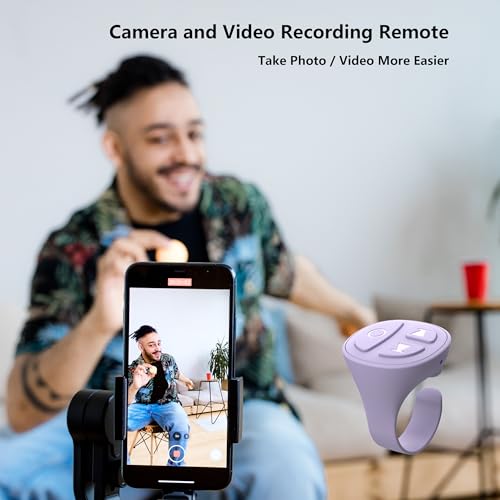 Image of Tiktok Scrolling Ring, Bluetooth Camera Remote Control, Scrolling Ring Remote for iPhone TikTok FB YouTube IG Android Phone, Fingertip Wireless Scroller Page Turner (Purple)