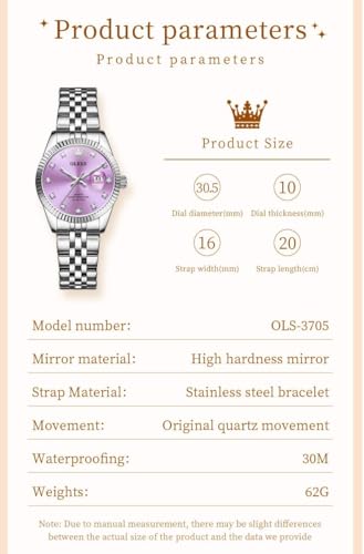 Image of OLEVS Watch Women Silver Watch for Women Luxury Diamond Womens Watches for Small Wrist Stainless Steel Waterproof Analog Quartz Date Elegant Reloj para Mujer
