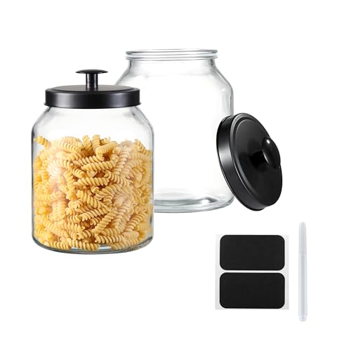 La Mejor Selección de Botes para galletas comprados en linea. 49 Hyperspace - Tarro de vidrio para galletas con tapa hermética de metal negro, grande, 2 unidades