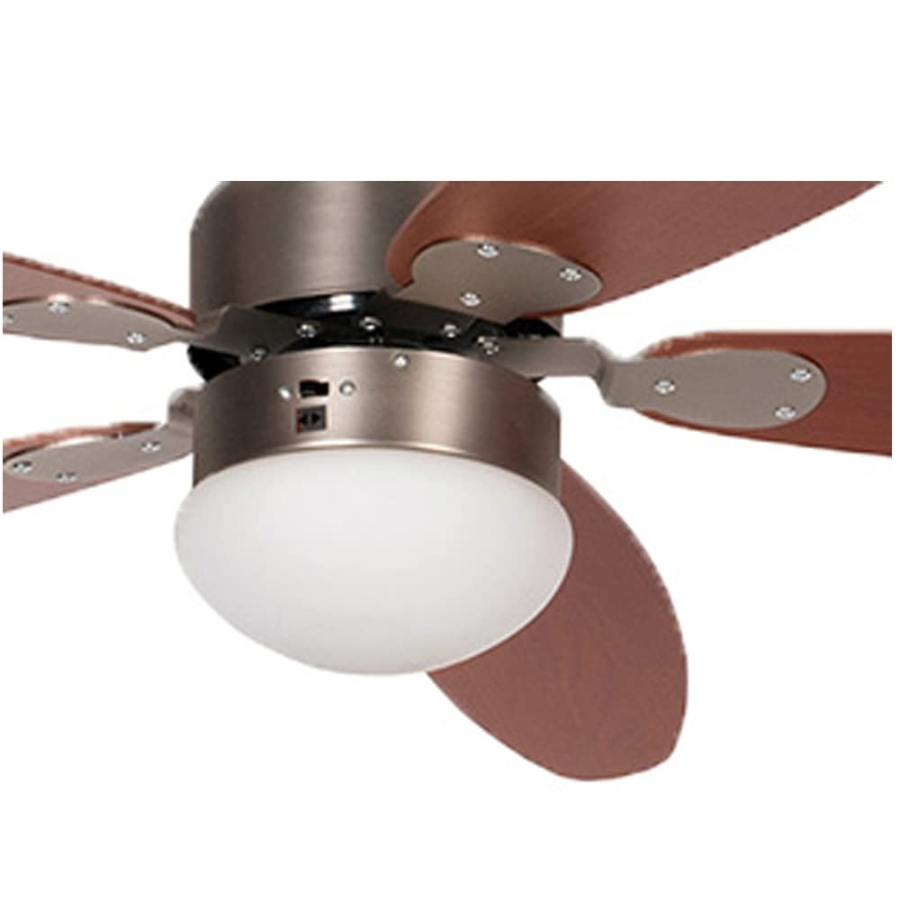Ventilatore Soffitto 128cm 5Pale in Legno con plafoniera Luce Funzione Invernale Reversibile e Telecomando per casa Ristorante