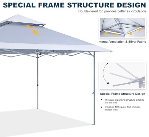 Image of MASTERCANOPY 13x13 Pop-Up Canopy Tent with Wheeled Bag Gray