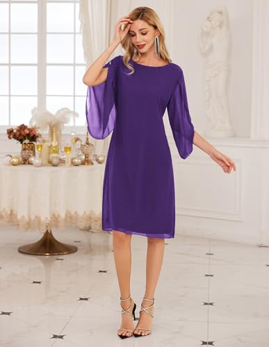 Image of GRACE KARIN Womens Formal Wedding Guest Dress 2026 Chiffon Cocktail Dress Mother of the Bride Dresses Midi Fashion Clothing