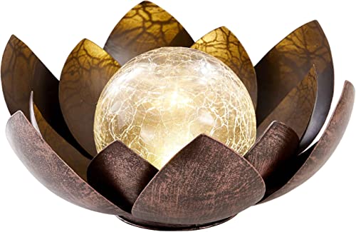 Northpoint LED Lotus Wasserlilie Timer Metall Glaskugel Stanzmuster Solar...