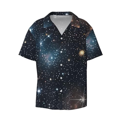 Chemise motif galaxies pour homme avec poche poitrine et col boutonné