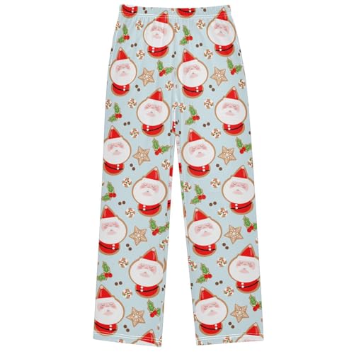 Boy's Lounge Pants Cute Santa Claus Cookies Kids Jogger Pants Elastic Waist Long Bottoms with Pockets 6-14 Years