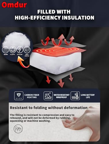 Heated Jacket for Men with 12V Battery Pack and Detachable Hood Outdoor Electric Soft Shell Heating Coat3