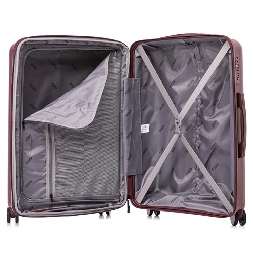 DUKAP AIRLEY 3 PCs Expandable Hard Shell Luggage Set | 20, 24, 28 in TSA Approved Hard Shell Travel Suitcases with Combination Lock, Spinner Wheels, Retractable Trolley, and Gel Handles | Wine4
