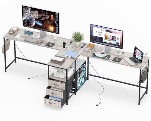 YOSHOOT 2 Person Computer Desk 87 Long Gaming Desk for 2 People