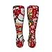 BoomDragon Fashion Cushion Crew Socks for Home Yoga Basketball, Women & Girls Arch Support Knee High Christmas Snowman Red Thermal Socks