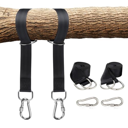 Tree Swing Straps 2-Pack, Heavy Duty Hammock Straps for Outdoors with Carabiners, 5cm Wide Polyester Webbing for Swing Chair/Yoga Swing, No Damage to Trees, Includes Storage Bag (Set #1, 5ft)