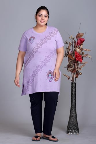 Image of In Love Women's Plus Size Printed Cotton Night Suit Set Short Sleeve | Cotton fabric - soft night suit set for sleepwear and home comfort
