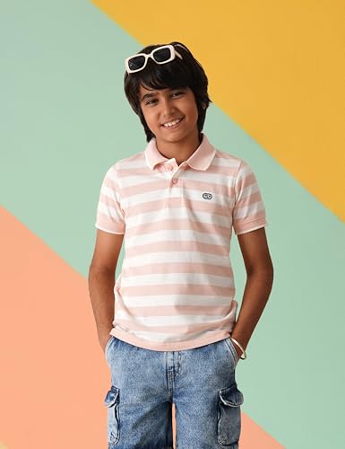 Image of Amazon Brand - Symbol Boys Cotton Rich Striped Polo Tshirt | Collar Tshirts | Half Sleeves | Regular Fit