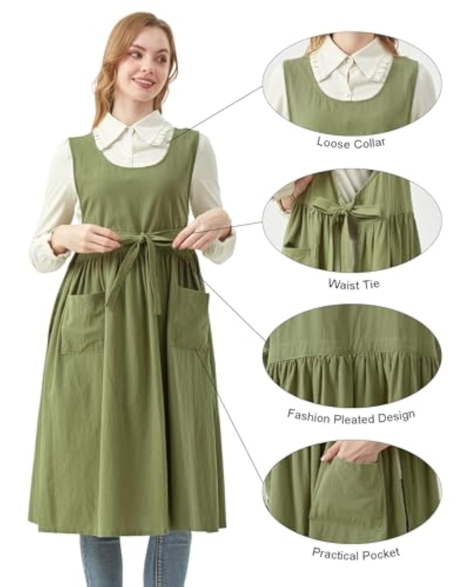 Cotton Apron Women Split Plus Size Bib for Cooking