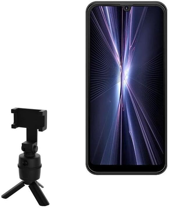 BoxWave Stand and Mount Compatible with Energizer Ultimate U608s - PivotTrack Selfie Stand, Facial Tracking Pivot Stand Mount - Jet Black