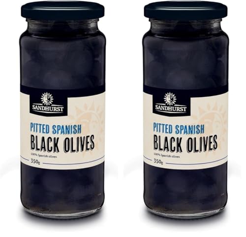 Sandhurst Pitted Black Olives, 350 g (Pack of 2)