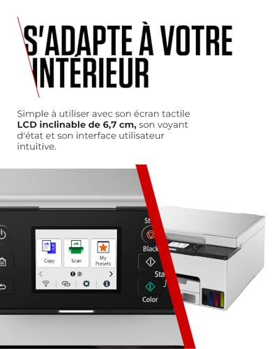 Canon MAXIFY GX1050 Imprimante A4 Couleur pour la Maison et Le Bureau | Imprimante, Copieur et Scanner Jet d'encre MegaTank Tout-en-Un | Wi-FI, Ethernet et USB | Comprend 6 Bouteilles d'encre – Image 6