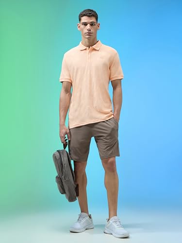 Image of TECHNOSPORT Men's Slim Fit Jacquard Textured Polo Sports T-Shirt with Cotflex, UPF50+ for Regular use
