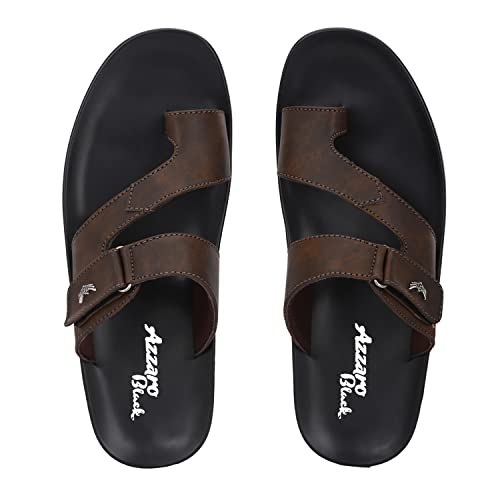 Image of Azzaro Black Men's Sandals | Stylish Strap Sandal with Grip Insole | Comfortable Casual Footwear for Office, Travel & Everyday Walking