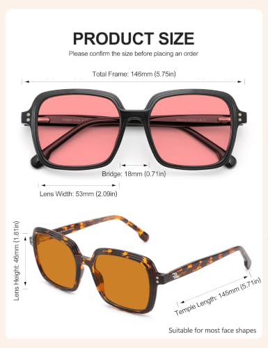 Image of Oversized Blue Light Blocking Glasses for Women and Men, Square Frame Computer Gaming Glasses Anti Glare & UV RF6215