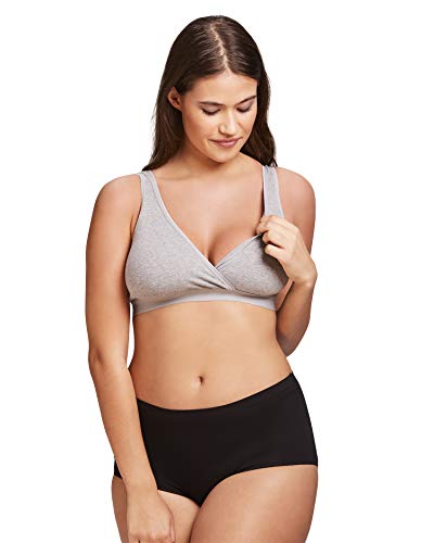 La Leche League International Women's V-Neck Nursing Bra Wireless Pullover Bra, X-Large, Gray