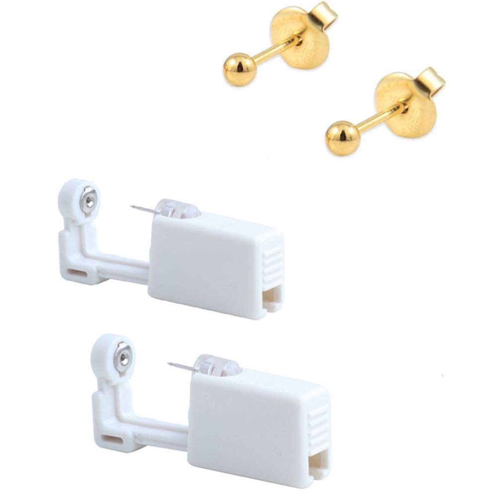 HermosaHermosa 2 Pack Ear Piercing Gun Earring Disposable Ear Stud Gun Sterile No Pain Ear Piercing Gun (Dark Orage)