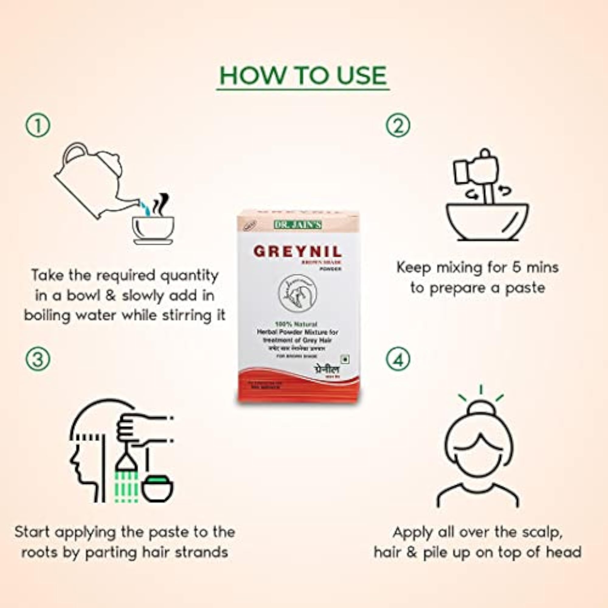 DR. JAIN'S GREYNIL Herbal Hair Color, Brown Shade Powder